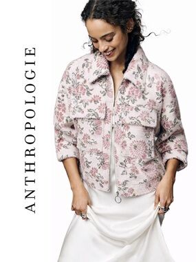 Anthropologie Knit Floral Utility Jacket